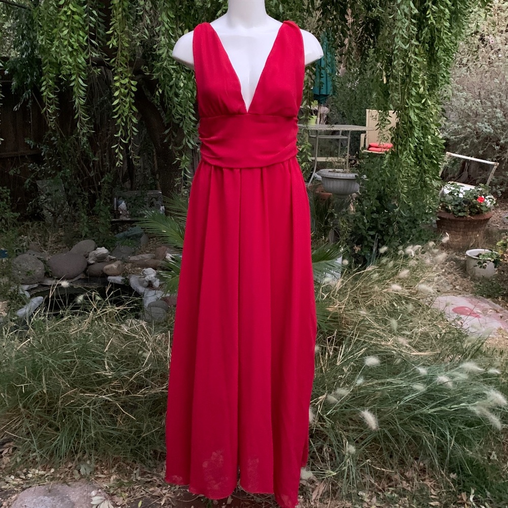 BKMGC Red Sexy Long Cocktail Sleeveless Dress Sz L